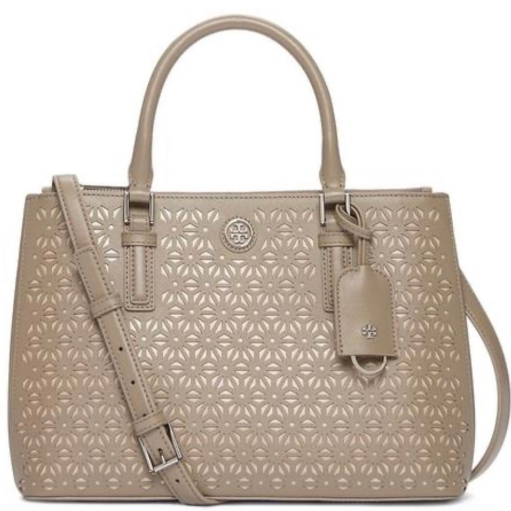 Tory Burch Robinson Floral Perforated Double Zip